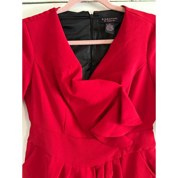 Signature by Robbie Bee Red Ruffle Sheath Dress Size 10P - Picture 7 of 13